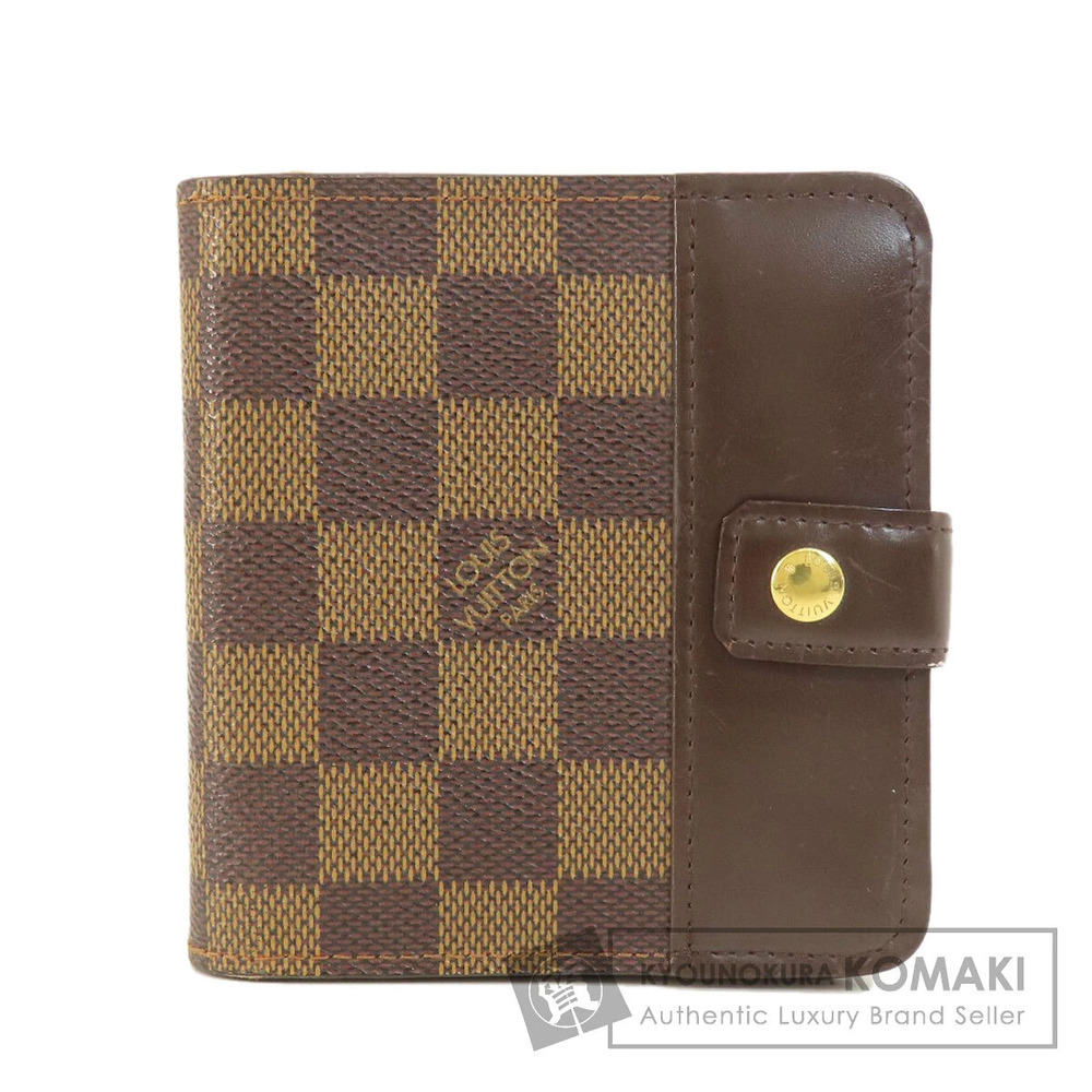 Louis Vuitton Compact Zip Damier Ebene Brown Bi fold Wallet Canvas